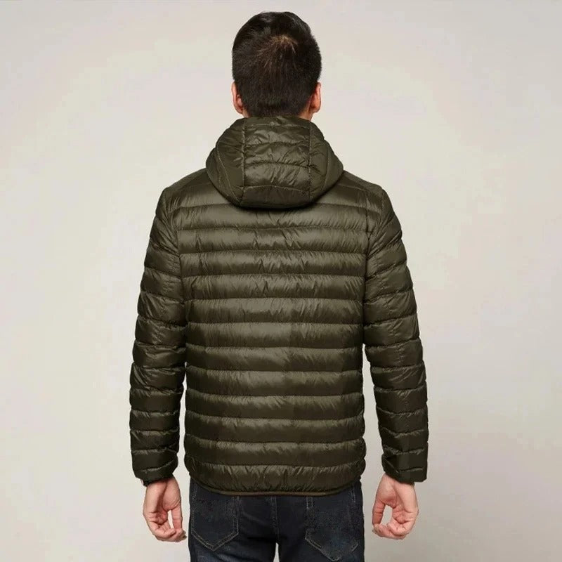 Oliver® grijs gevoerde lichtgewicht heren gewatteerde jas met rits