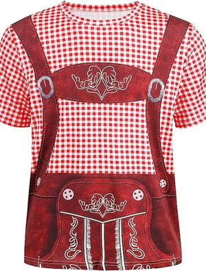 HoogHer - Oktoberfest T-shirt voor Heren met Lederhosen Look - Feestkleding