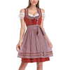 Mindira - Dirndl Dames Feestjurk met Ruches, Kanten Mouwen en Schort