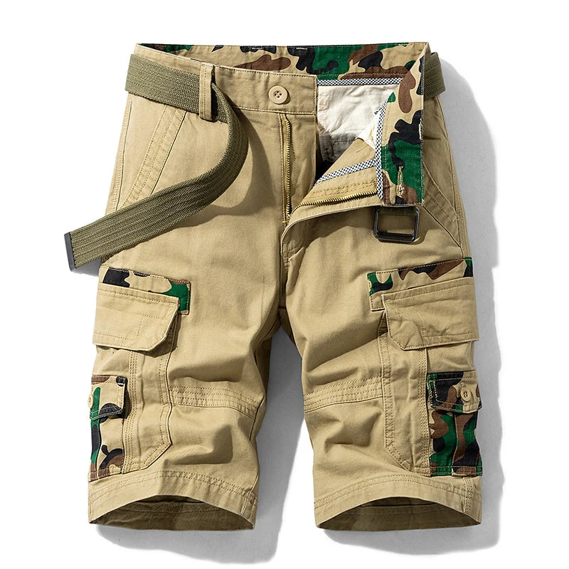 James™ Effen kleur comfortabele heren cargo shorts met zakken