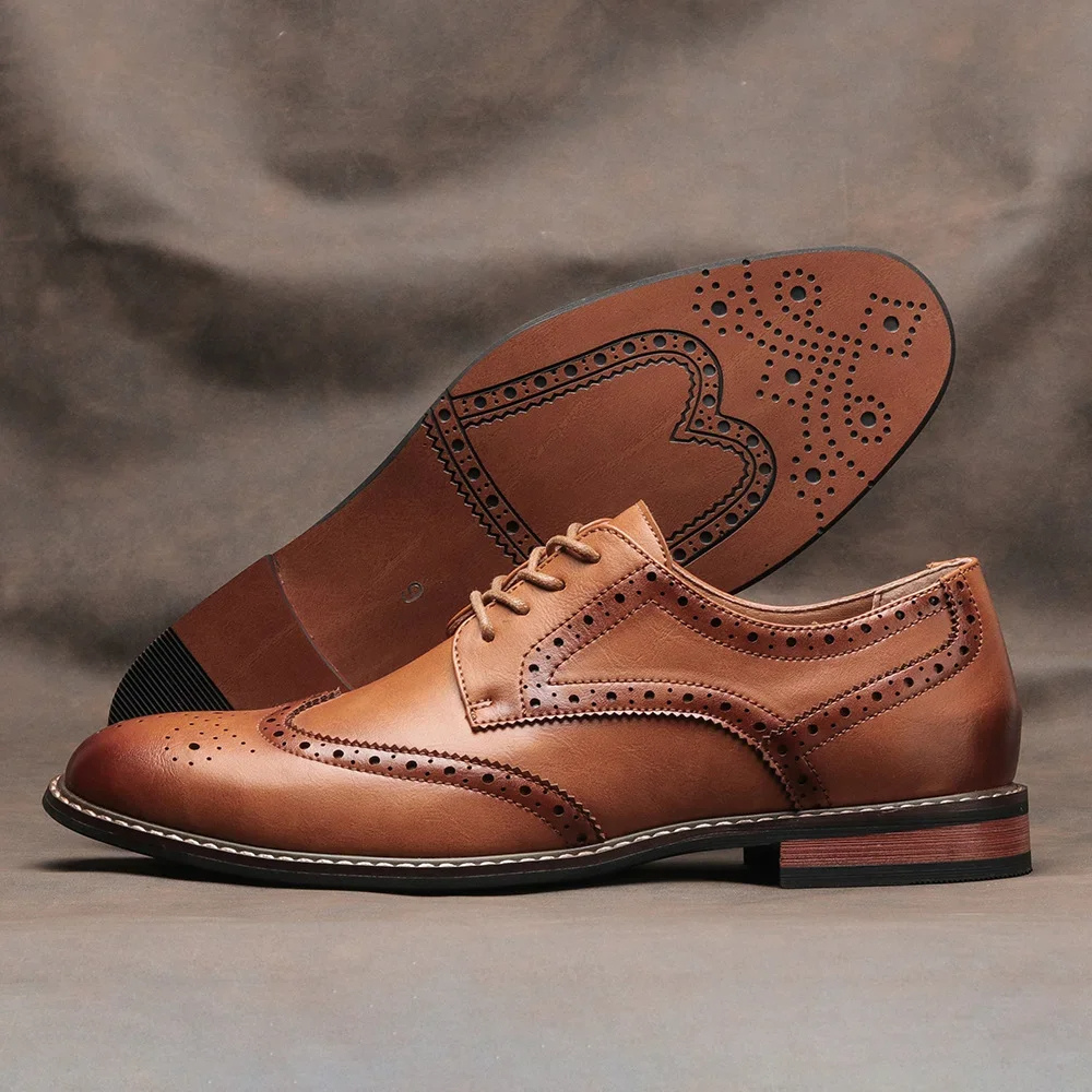 Venloes - Nette Heren Schoenen Wingtip Leren Oxford met Brogue Details