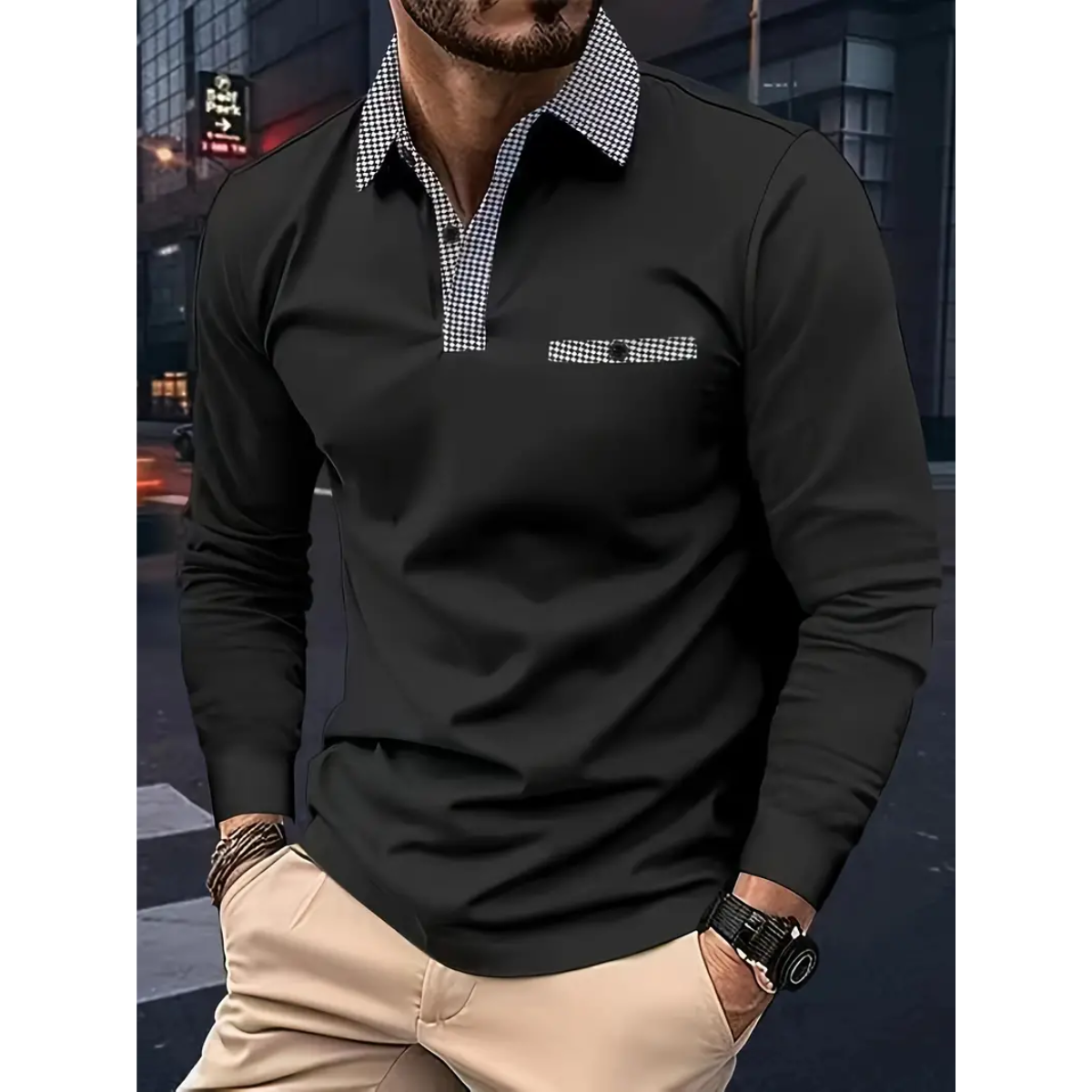 JAMES klassiek poloshirt met lange mouwen voor de lente