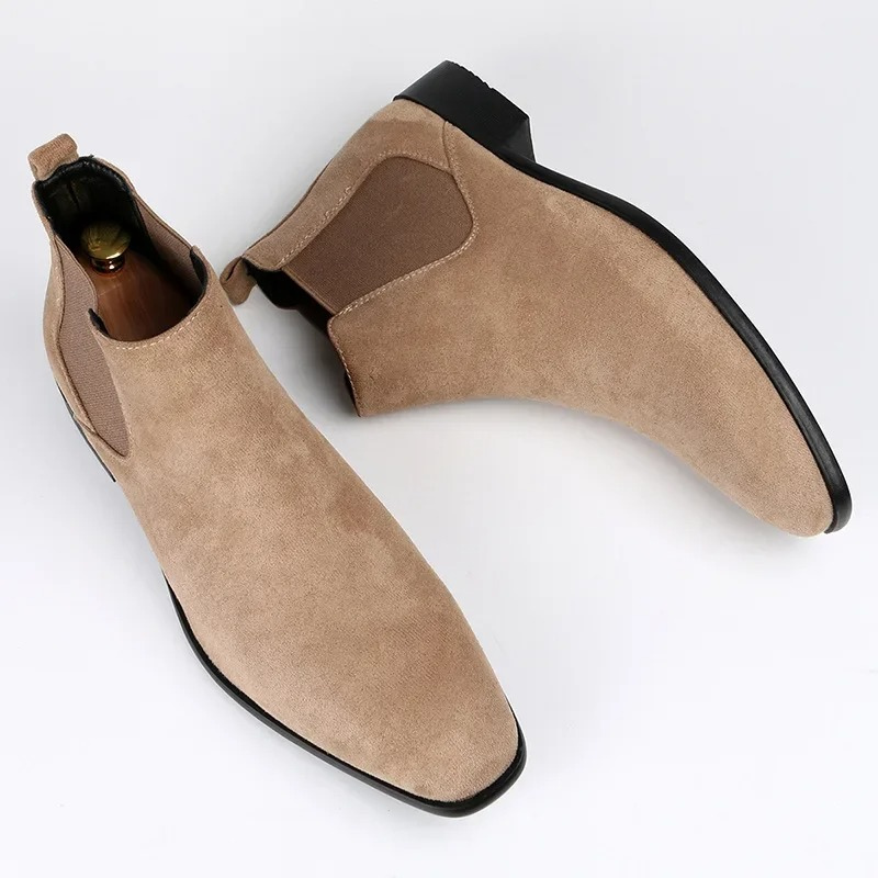 Crevton - Slanke Chelsea Boots Heren van Suède met Elastische Zijkanten