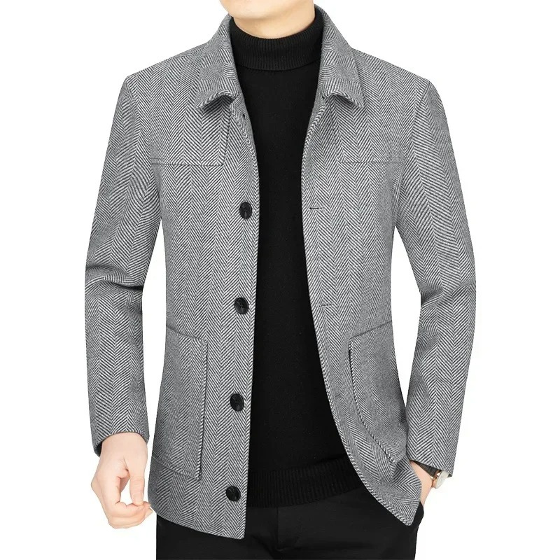 Devrick - Heren Colbert - Slim Fit Blazer Met Visgraatpatroon en Vier Knoopsluiting