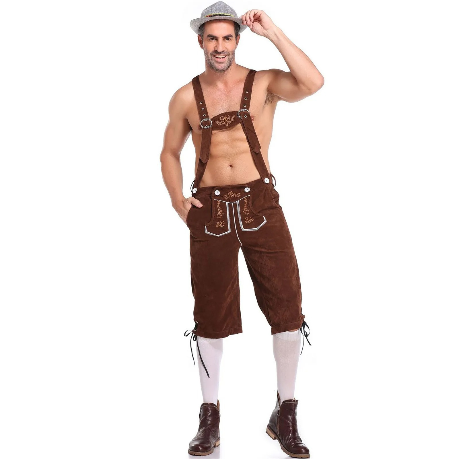 HoutHer - Luxe Lederhosen voor Heren met Kniebroek en Decoratieve Details