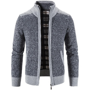 Targlen - Heren Vest met Rits - Warm Gebreide Cardigan met Fleece Voering