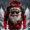 Santa Kersttrui Hoodie met Kerstman en Winters Tafereel Design – Feestelijke Feestdagen Trui