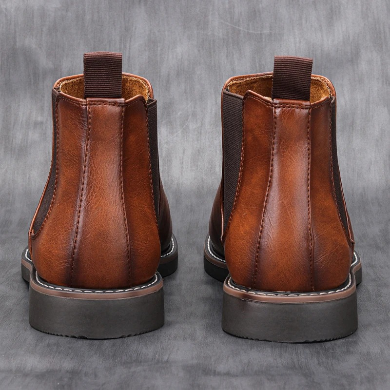 Formark - Klassieke Chelsea Boots Heren van Leer met Elastische Zijkanten