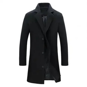 Manneri - Slim Fit Heren Mantel - Winter Wol Jas met Klassieke Revers