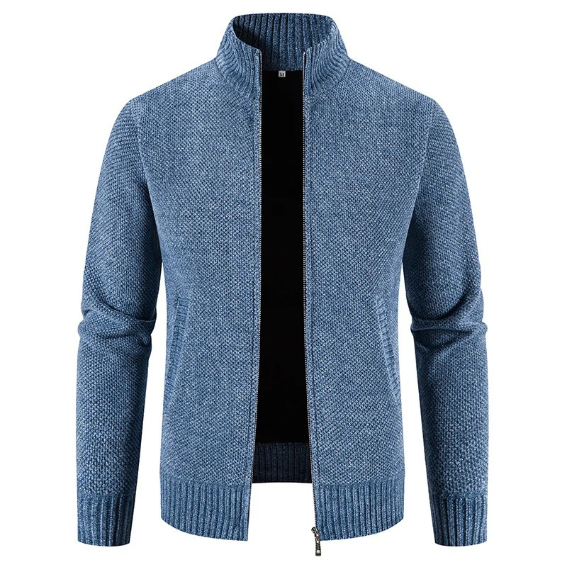 Krovsen - Heren Vest met Rits - Casual Gebreide Cardigan met Geribde Zoom