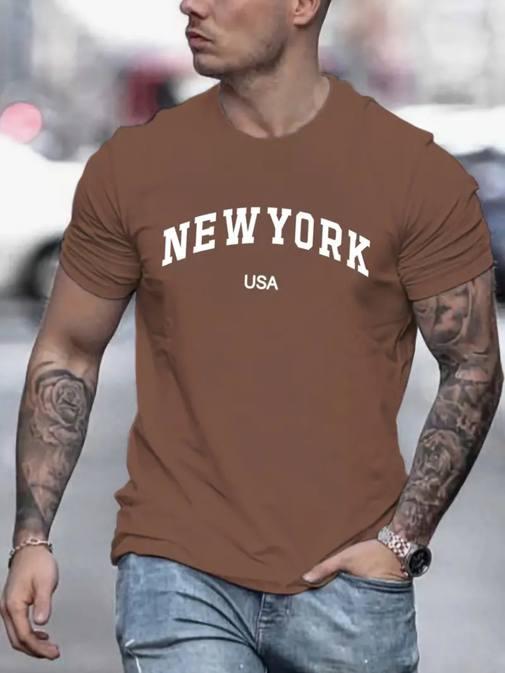 JAMES T-shirt met opdruk new york voor heren