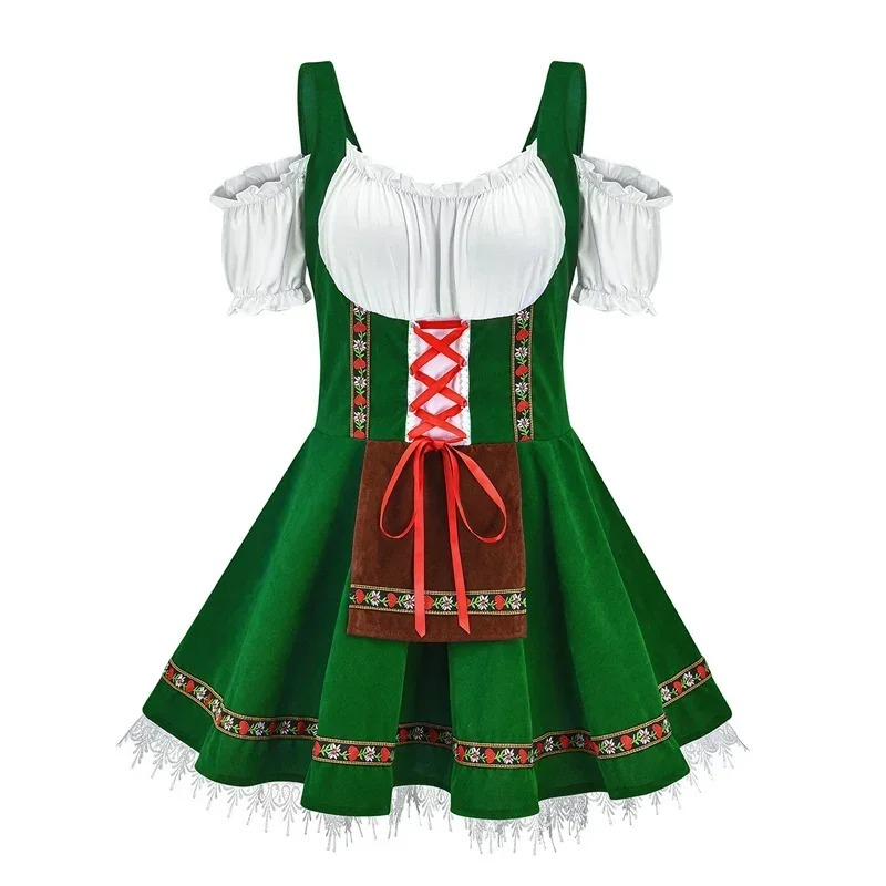 Frieder - Dirndl Dames Jurk met Schort en Kantafwerking