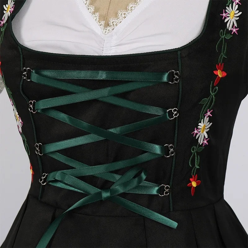 Mindlen - Dirndl Dames Jurk met Kanten Mouwen en Bloemenborduursels