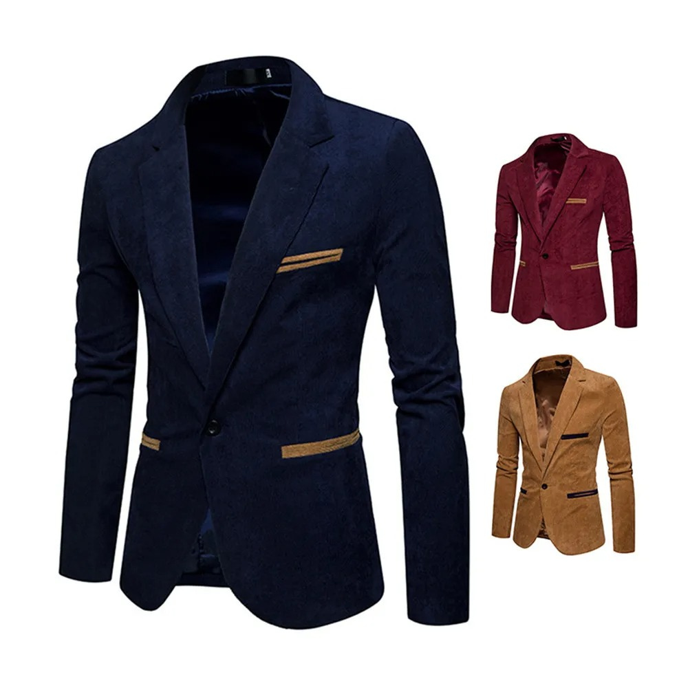 Lenford - Heren Colbert - Slim Fit Ribfluwelen Blazer Met Één Knoop