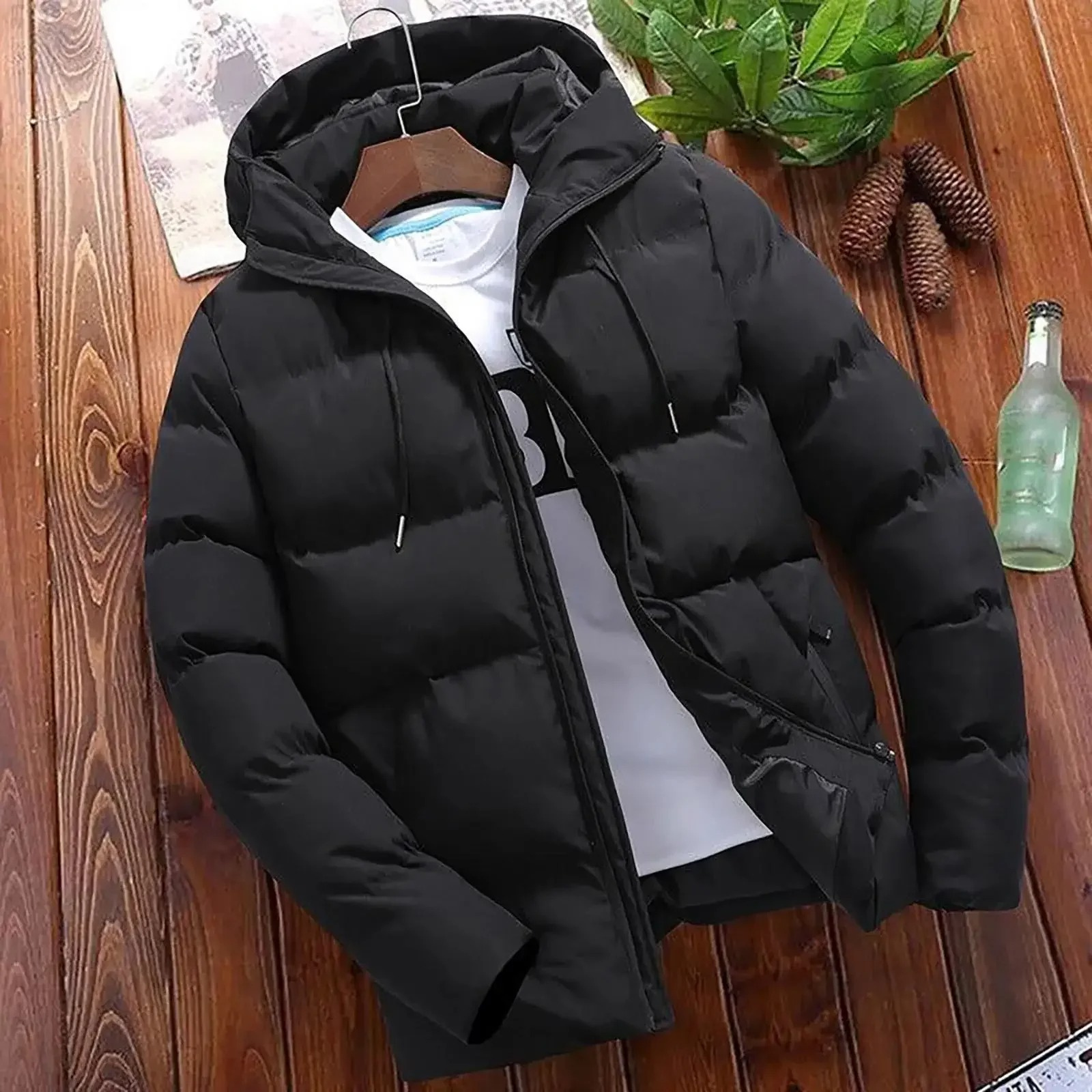 Pravoro - Puffer Jacket Heren met Capuchon, Dikke Isolatie, Winddicht & Winterklaar