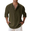 James™ groen katoenen heren linnen shirt met omslagkraag