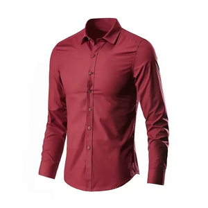 Curleon - Heren Overhemd Slim Fit, Lange Mouw Knoopsluiting