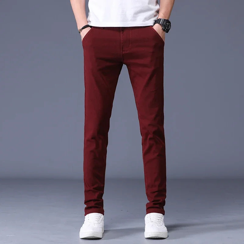 James™ Casual Slim Fit rekbare herenpantalon in lichte stijl