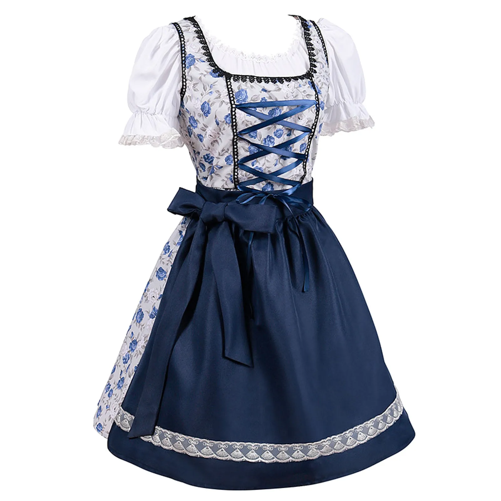 Berdina - Dirndl Dames Jurk met Bloemenpatroon en Schort