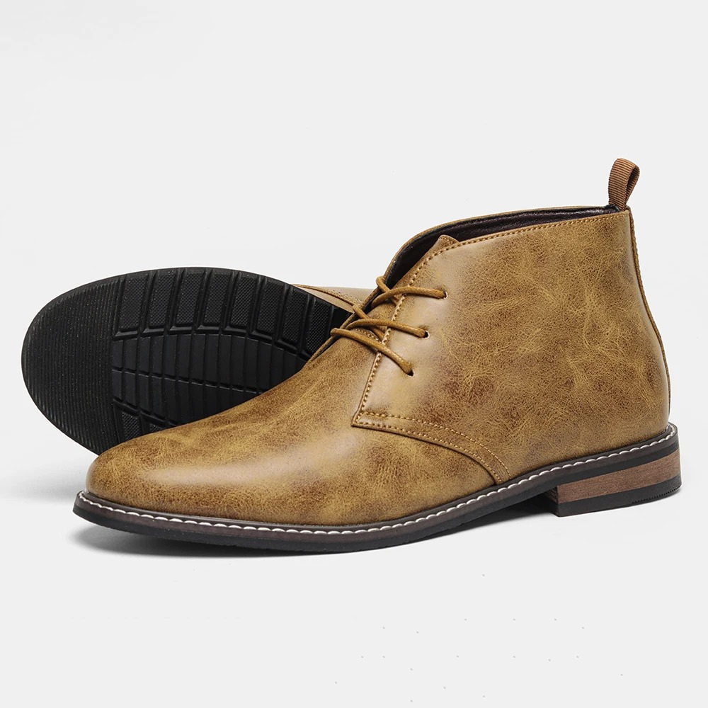 Vissman - Trendy Heren Boots van Leer met Vetersluiting, Comfortabel en Duurzaam