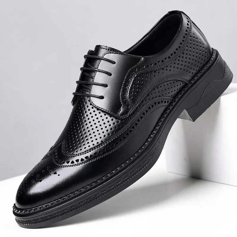 Derolin - Nette Heren Schoenen Geperforeerd Leren Wingtip Oxford met Brogue Design