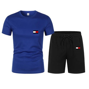 James™ contrasterende shirt en shorts heren trainingspak