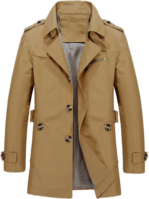 Coatify - Heren Klassieke Trenchcoat met Uitneembare Voering en Schouderepauletten