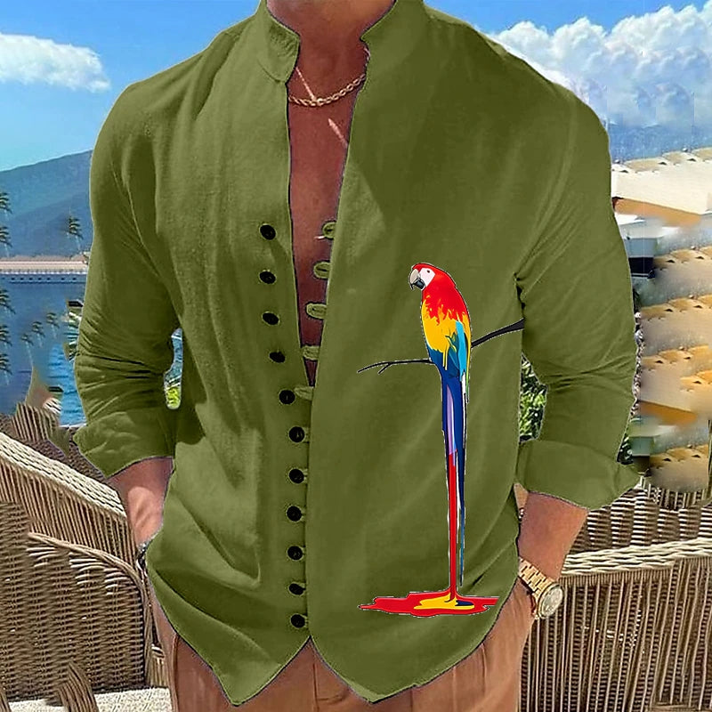 James™ Linnen Overhemd Heren Zakelijk Casual Effen Kleur Corduroy