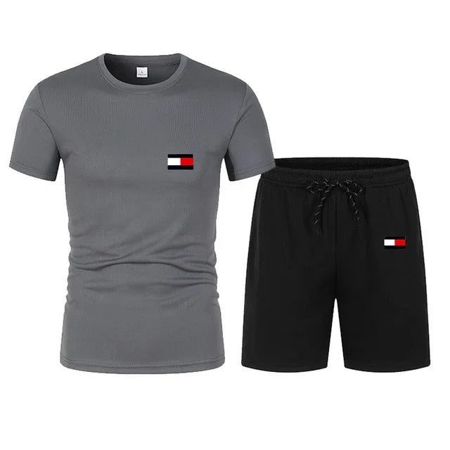 James™ contrasterende shirt en shorts heren trainingspak