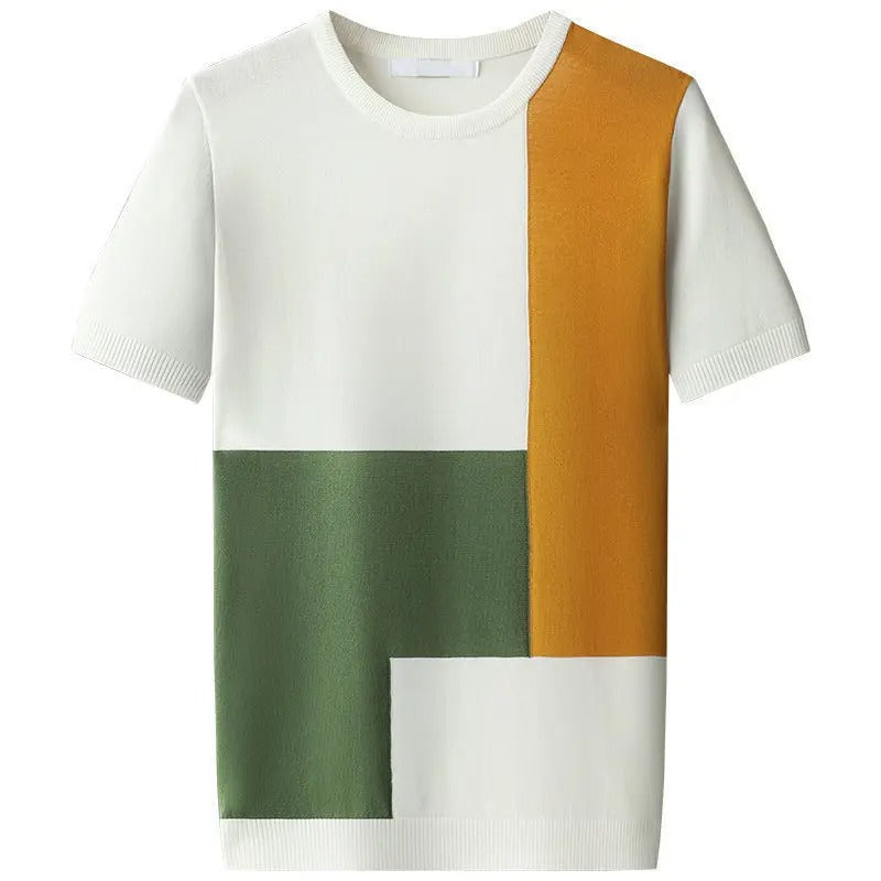 James™ slanke patchwork heren t-shirts met ronde hals