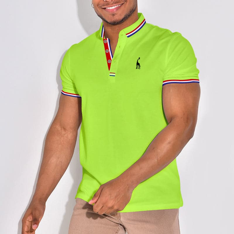 JAMES Elegante polo met embleem en kleuraccenten