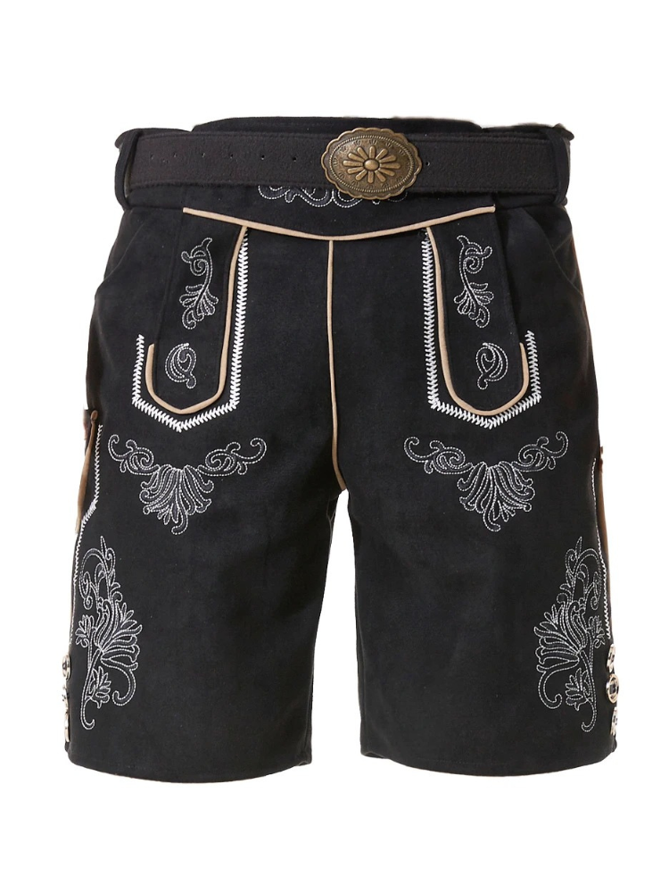 WoudLed - Casual Lederhosen voor Heren met Decoratieve Riem - Feestkleding