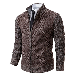 Jenvork - Heren Vest met Rits, Gebreid Vest met Opstaande Kraag, Casual Design