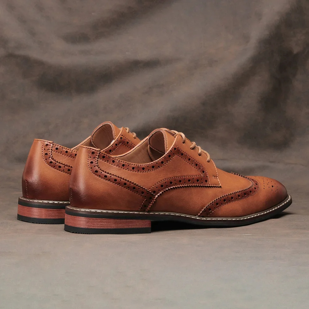 Venloes - Nette Heren Schoenen Wingtip Leren Oxford met Brogue Details