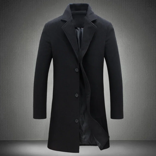 Manneri - Slim Fit Heren Mantel - Winter Wol Jas met Klassieke Revers