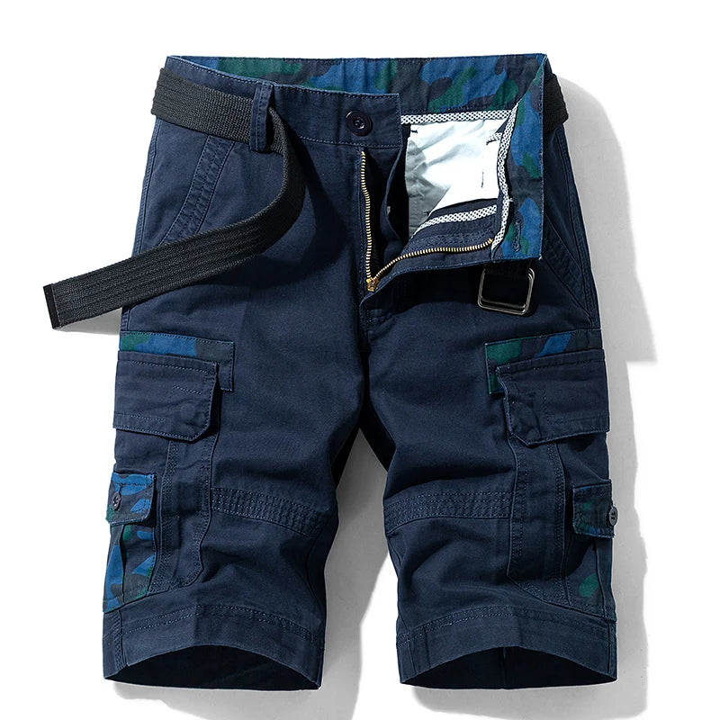 James™ Effen kleur comfortabele heren cargo shorts met zakken