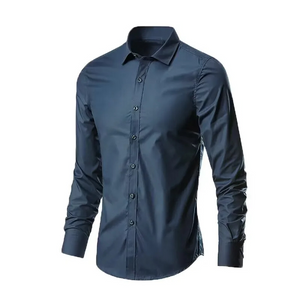 Curleon - Heren Overhemd Slim Fit, Lange Mouw Knoopsluiting