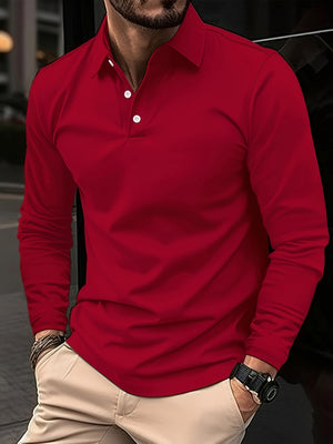 Polonik - Heren Lange Mouw Polo Shirt met Knoopsluiting - Casual Klassieke Pasvorm