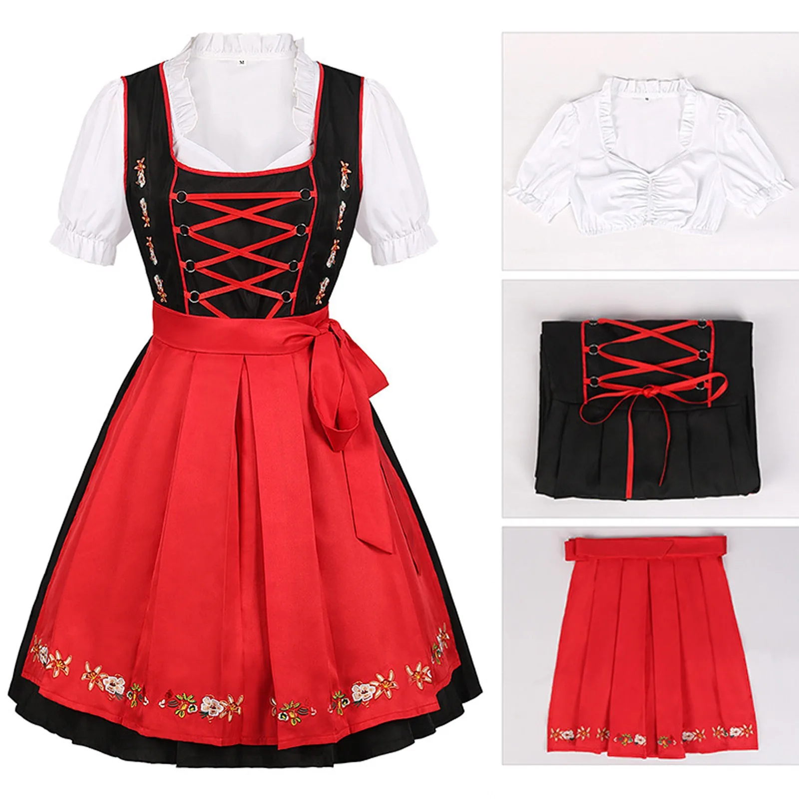 Gerndel - Dirndl Dames Jurk met Borduursels en Schort