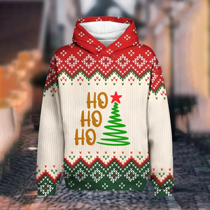 Santa Kersttrui Hoodie met Kerstslee en Maanverlicht Tafereel Design – Feestelijke Feestdagen Trui