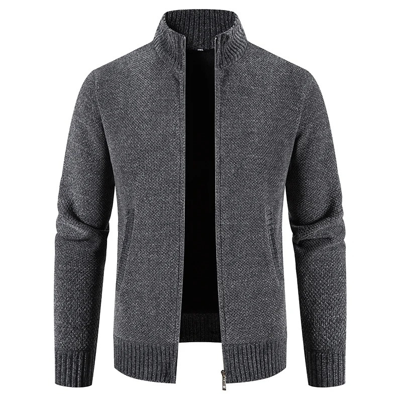 Krovsen - Heren Vest met Rits - Casual Gebreide Cardigan met Geribde Zoom