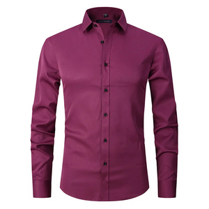 Belzorn - Heren Overhemd Slim Fit met Contrastknopen, Lange Mouw