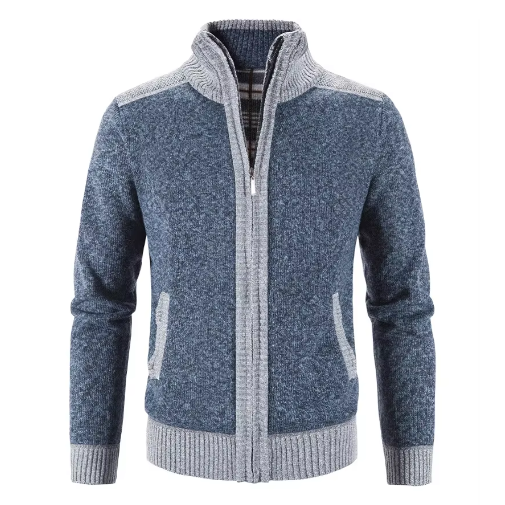 Targlen - Heren Vest met Rits - Warm Gebreide Cardigan met Fleece Voering