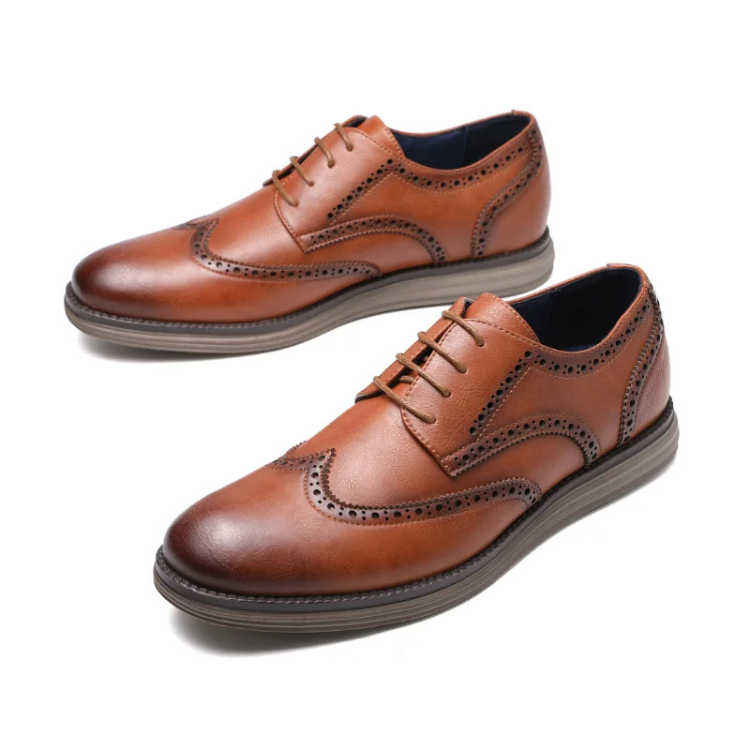 Brexton - Nette Heren Schoenen van Leer met Wingtip en Comfortabele Zool