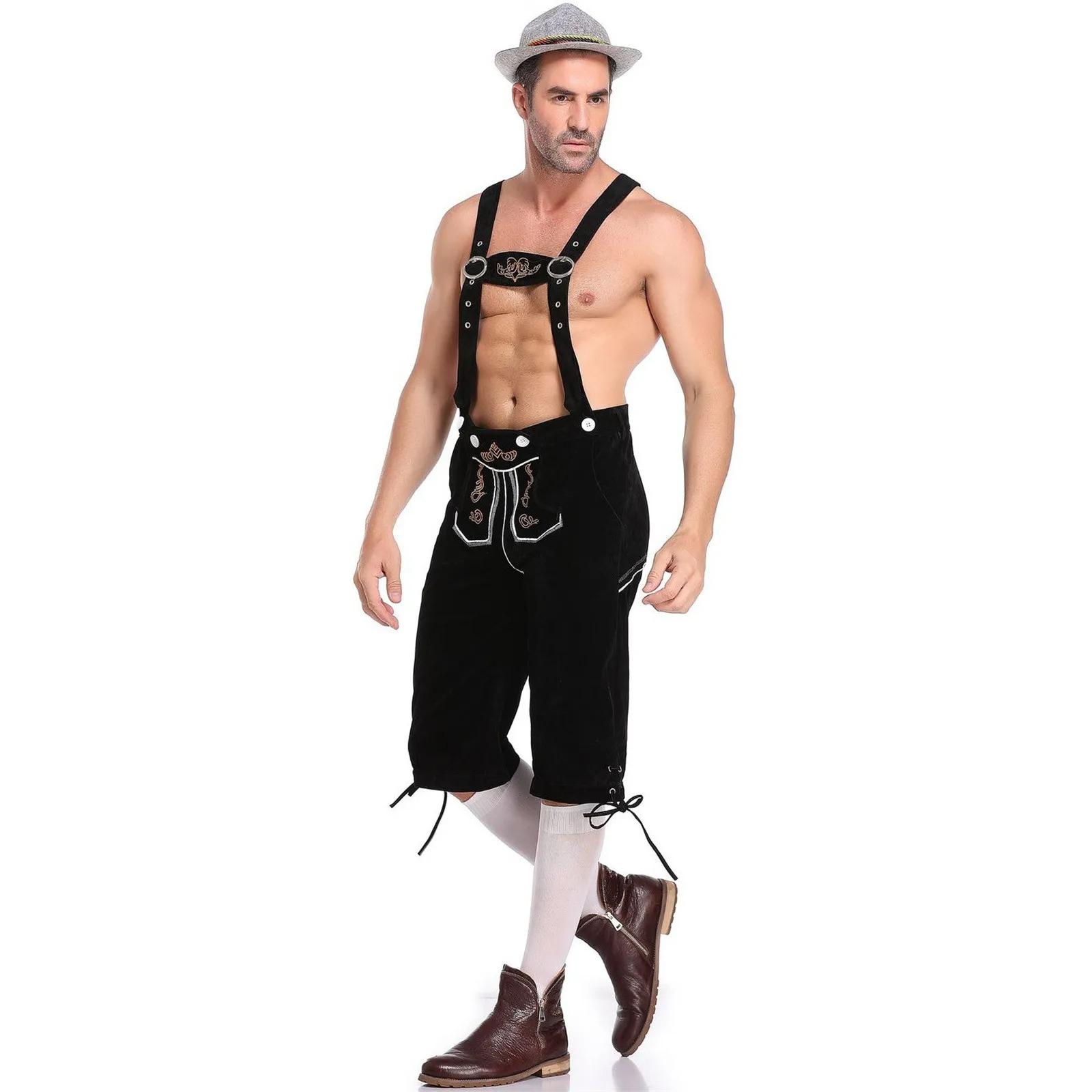 HoutHer - Luxe Lederhosen voor Heren met Kniebroek en Decoratieve Details