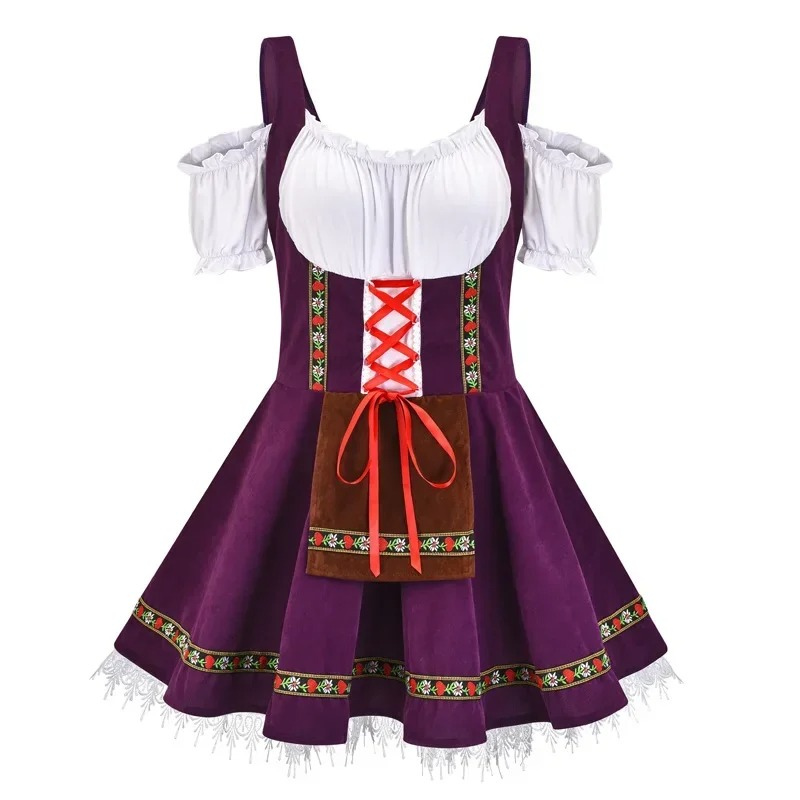 Frieder - Dirndl Dames Jurk met Schort en Kantafwerking