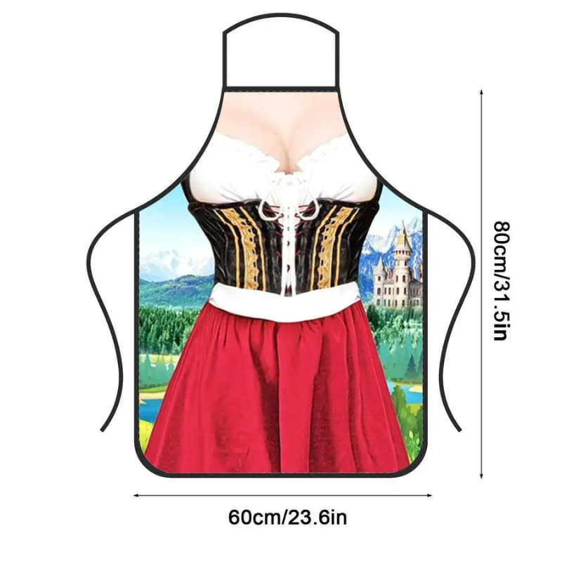 Fendora - Dirndl Dames Keukenschort met Feestelijk Design