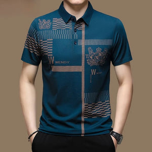 James™ zwarte patchwork letterprint heren polo