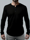 Elder - Heren Lange Mouw Henley Shirt met Knoopsluiting