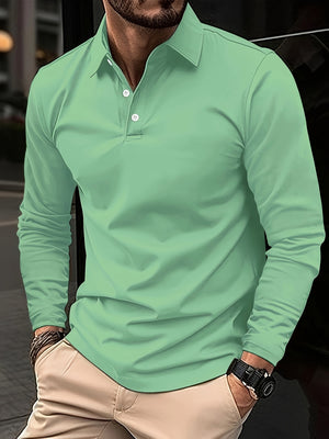 Polonik - Heren Lange Mouw Polo Shirt met Knoopsluiting - Casual Klassieke Pasvorm